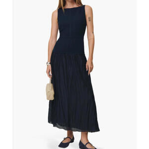 NEW Reformation Cyra Drop Waist Maxi Dress in Navy Size 6 #MD1117